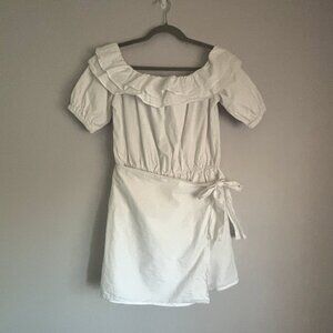 Lovers + Friends Ruffle Off Shoulder Wrap Front Mini Dress Sz. M